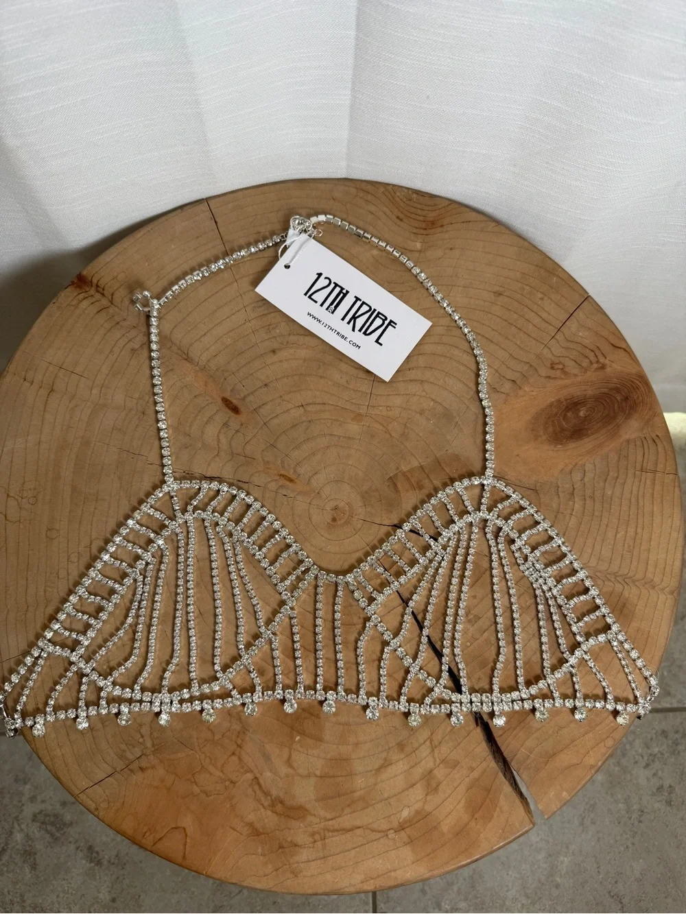 12th Tribe Rhinestone Crystal Festival Bralette Top Silver | NWT One Size - Picture 4 of 7